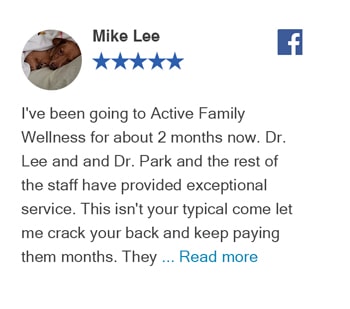 Neck Pain 33 Review by Mike on Facebook for Active Family Wellness Clinic in Fairfax,VA