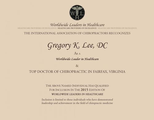 Contact Us 1 Dr. Gregory Lee was recognized by Worldwide Leader in Healthcare in 2015